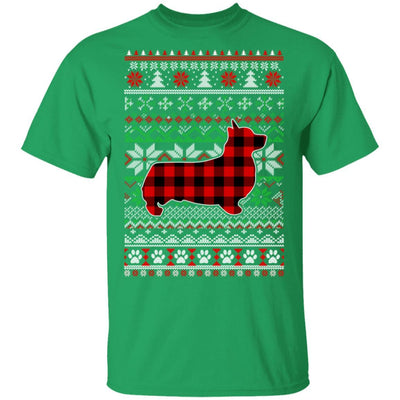 Corgi Red Plaid Ugly Christmas Sweater Gifts-T-Shirt & Sweatshirt-Classic T-Shirt-Irish Green