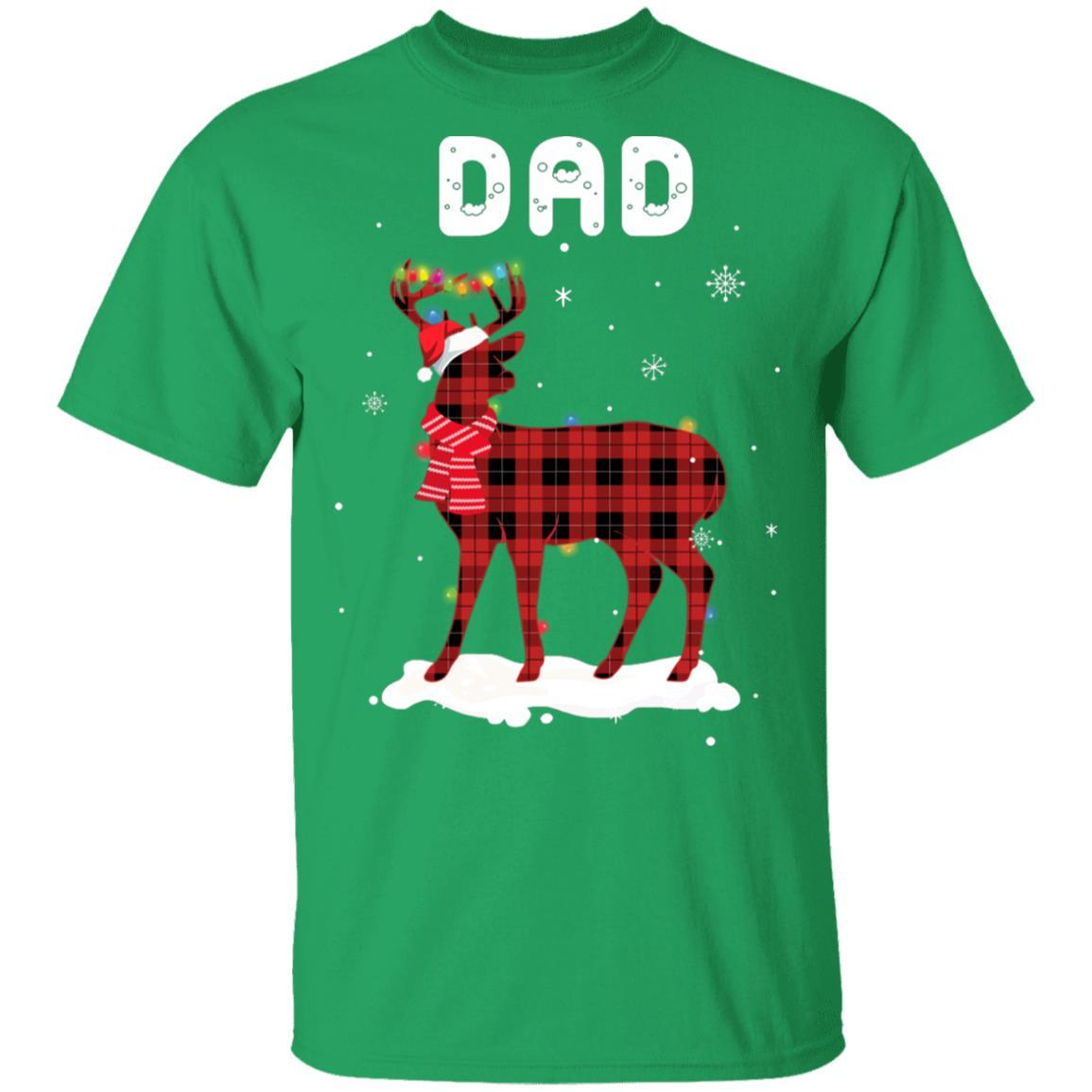 Dad Deer Red Plaid Christmas Family Matching Pajamas-T-Shirt & Sweatshirt-Classic T-Shirt-Irish Green