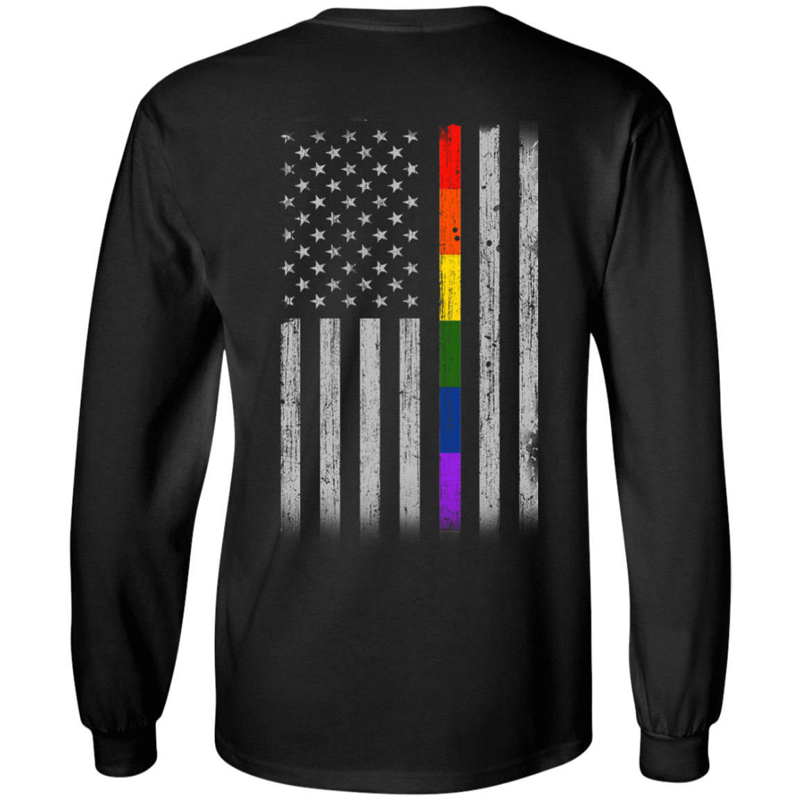 Rainbow Lesbian Gay Pride LGBT America Flag-T-Shirt & Hoodie-Long Sleeve T-Shirt-Black