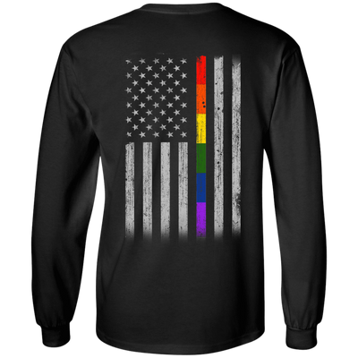 Rainbow Lesbian Gay Pride LGBT America Flag-T-Shirt & Hoodie-Long Sleeve T-Shirt-Black