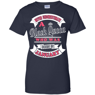 Never Underestimate A Black Queen Who Was Born In January-T-Shirt & Hoodie-Women's T-Shirt-Navy