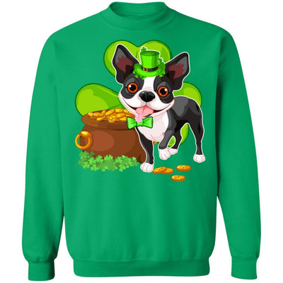 Boston St Patrick's Day Irish Dog Lover Funny Gifts-T-Shirt & Hoodie-Crewneck Sweatshirt-Irish Green