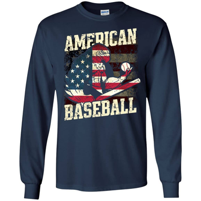 Badass Eagle American Baseball-T-Shirt & Hoodie-Long Sleeve T-Shirt-Navy