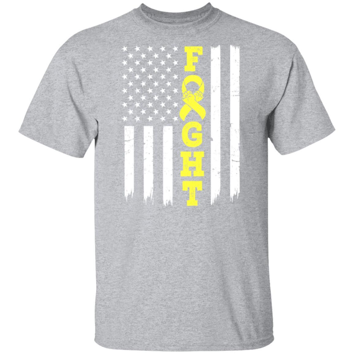 Sarcoma Awareness American Flag Distressed-T-Shirt & Hoodie-Classic T-Shirt-Sport Grey