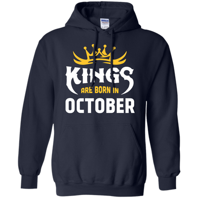 Kings Are Born In October-T-Shirt & Hoodie-Pullover Hoodie-Navy