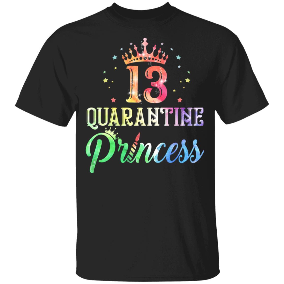 13 Quarantine Princess Happy Birthday Youth-Youth Shirt-Youth T-Shirt-Black