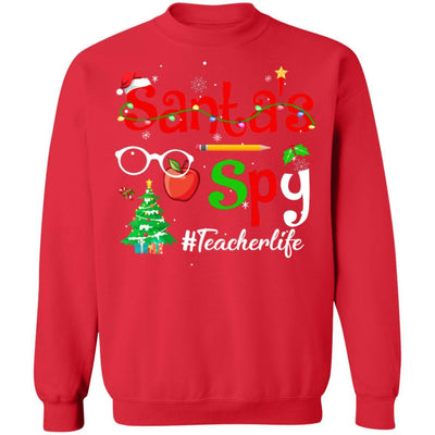 Christmas Teachers Teach Santa's Spy Teacher Life-T-Shirt & Sweatshirt-Crewneck Sweatshirt-Red