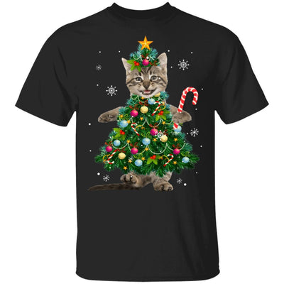 Santa Maine Coon Cat Christmas Tree Light Funny Xmas Cat-T-Shirt & Sweatshirt-Classic T-Shirt-Black