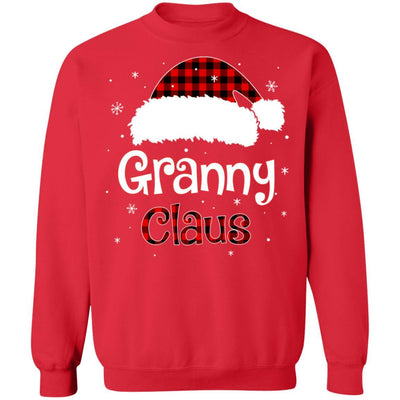 Santa Granny Claus Red Plaid Family Pajamas Christmas Gift-T-Shirt & Sweatshirt-Crewneck Sweatshirt-Red