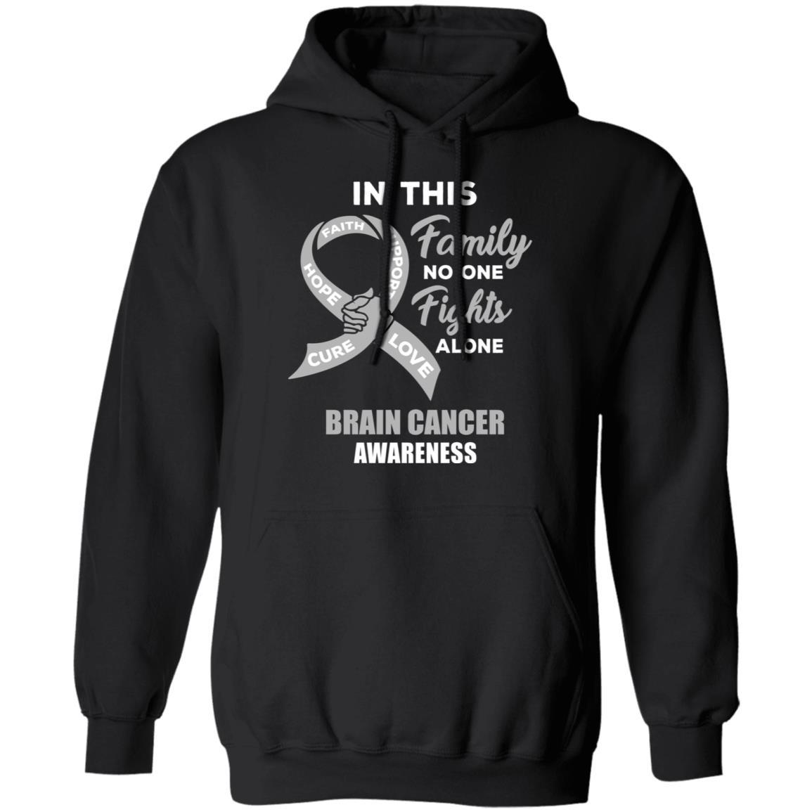 In This School No One Fights Brain Cancer Awareness Alone-T-Shirt & Hoodie-Pullover Hoodie-Black