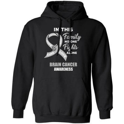 In This School No One Fights Brain Cancer Awareness Alone-T-Shirt & Hoodie-Pullover Hoodie-Black