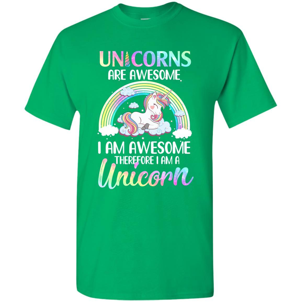 Unicorns Are Awesome I Am Awesome Therefore I Am A Unicorn Youth-Youth Shirt-Youth T-Shirt-Irish Green