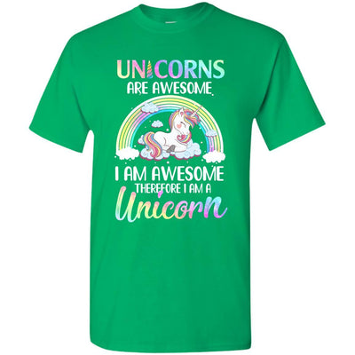 Unicorns Are Awesome I Am Awesome Therefore I Am A Unicorn Youth-Youth Shirt-Youth T-Shirt-Irish Green