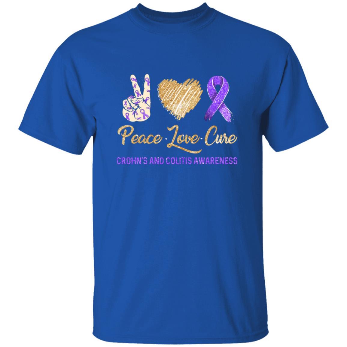 Peace Love Cure Crohn's And Colitis Awareness-T-Shirt & Hoodie-Classic T-Shirt-Royal