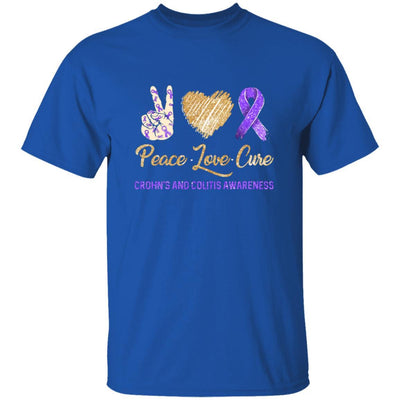 Peace Love Cure Crohn's And Colitis Awareness-T-Shirt & Hoodie-Classic T-Shirt-Royal