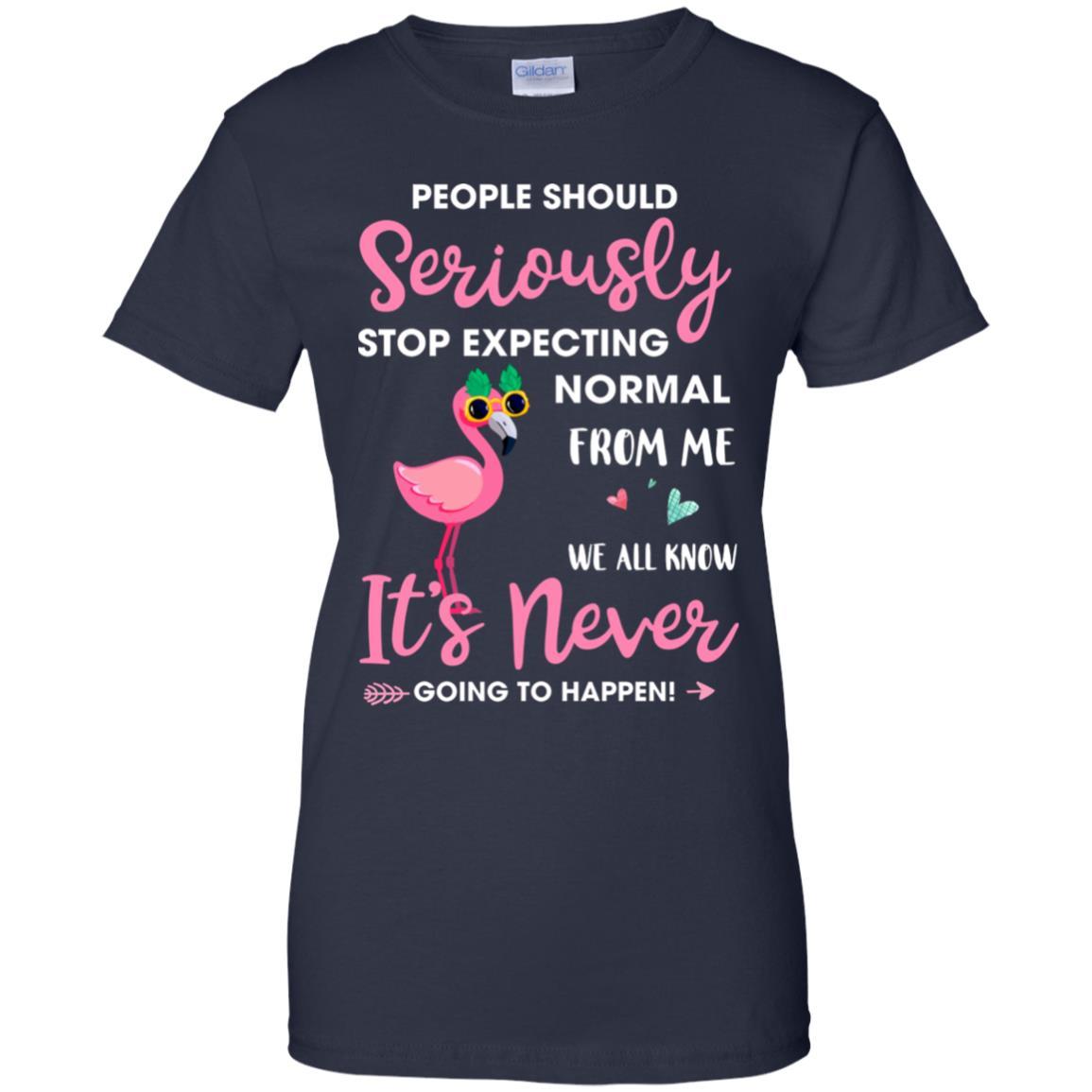 People Should Stop Expecting Normal From Me Flamingo-T-Shirt & Tank Top-Women's T-Shirt-Navy