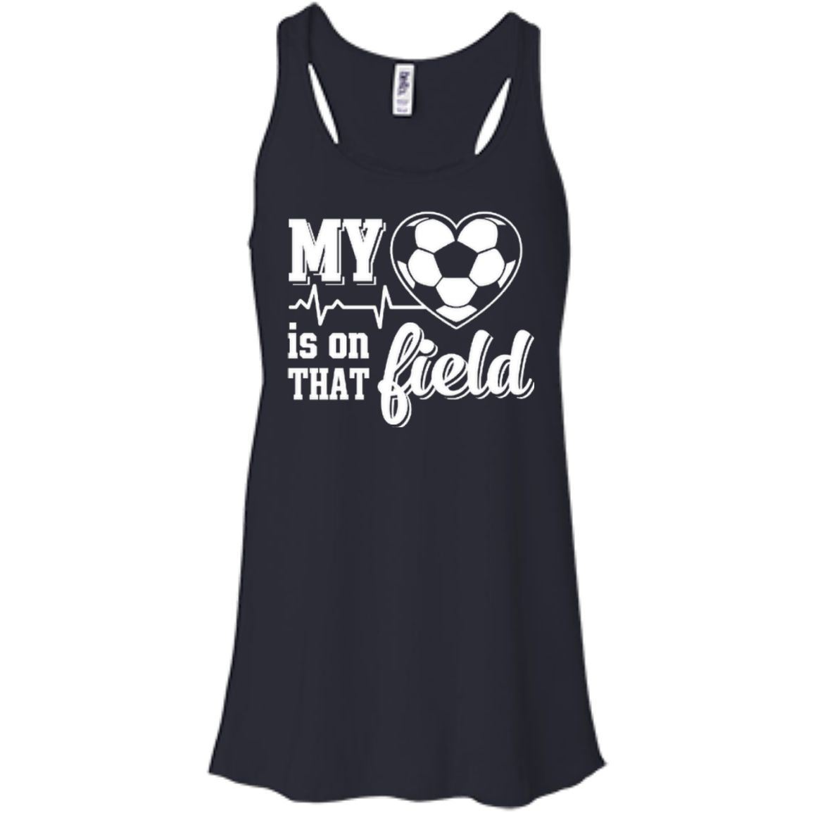 My Heart Is On That Field Soccer-T-Shirt & Hoodie-Women's Flowy Racerback Tank-Midnight