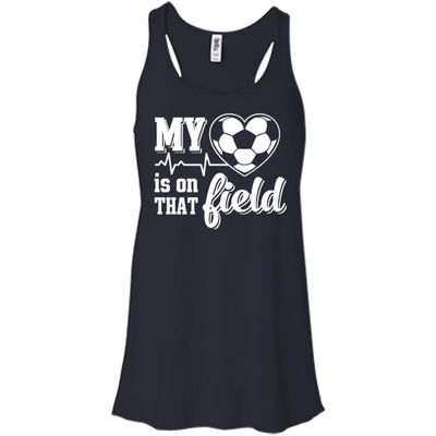 My Heart Is On That Field Soccer-T-Shirt & Hoodie-Women's Flowy Racerback Tank-Midnight
