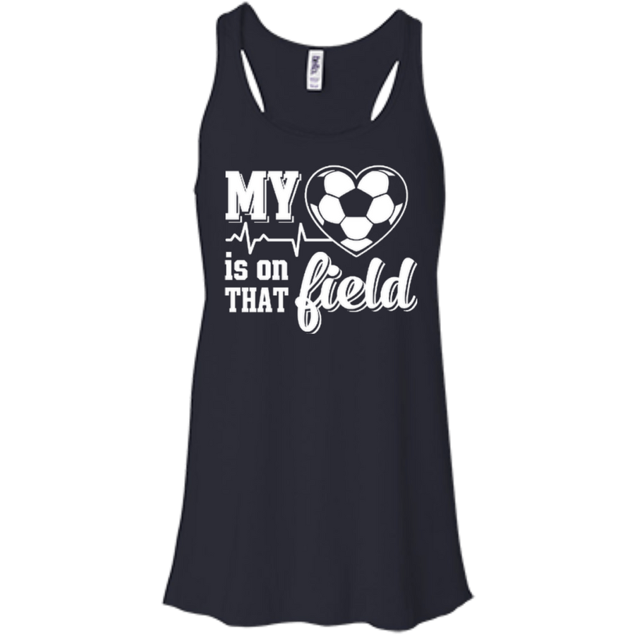 My Heart Is On That Field Soccer-T-Shirt & Hoodie-Women's Flowy Racerback Tank-Midnight
