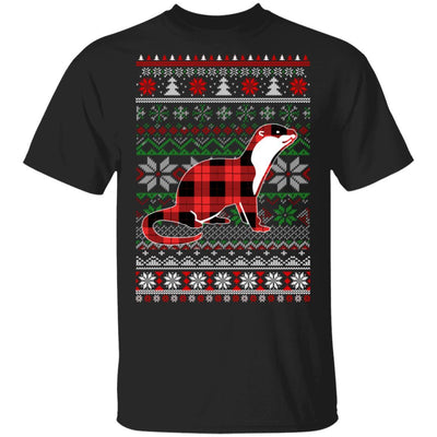 Otter Red Plaid Ugly Christmas Sweater Funny Gifts-T-Shirt & Sweatshirt-Classic T-Shirt-Black
