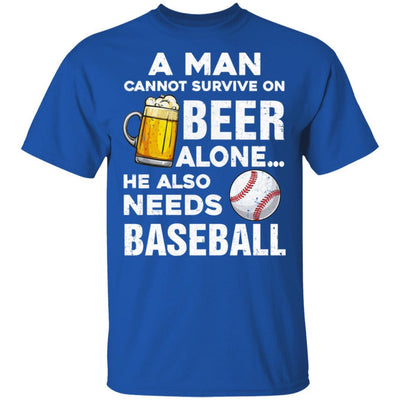 A Man Cannot Survive On Beer Alone He Also Needs BaseBall-T-Shirt & Hoodie-Classic T-Shirt-Royal