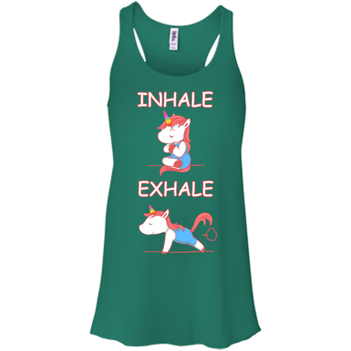 Yoga Unicorn Inhale Exhale-T-Shirt & Hoodie-Women's Flowy Racerback Tank-Kelly