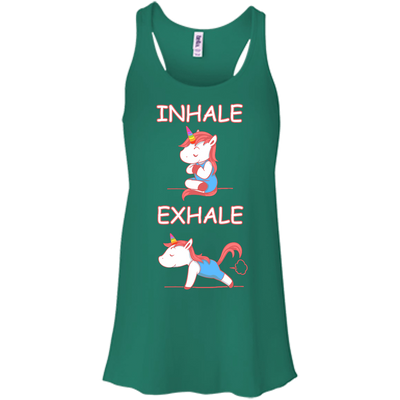 Yoga Unicorn Inhale Exhale-T-Shirt & Hoodie-Women's Flowy Racerback Tank-Kelly