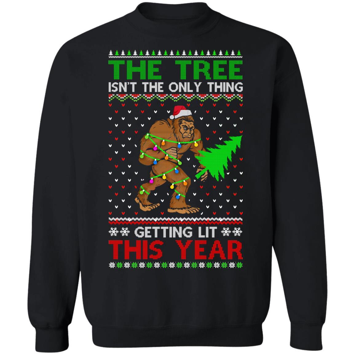 Christmas Bigfoot The Tree Isn't The Only Thing Sweater-T-Shirt & Sweatshirt-Crewneck Sweatshirt-Black