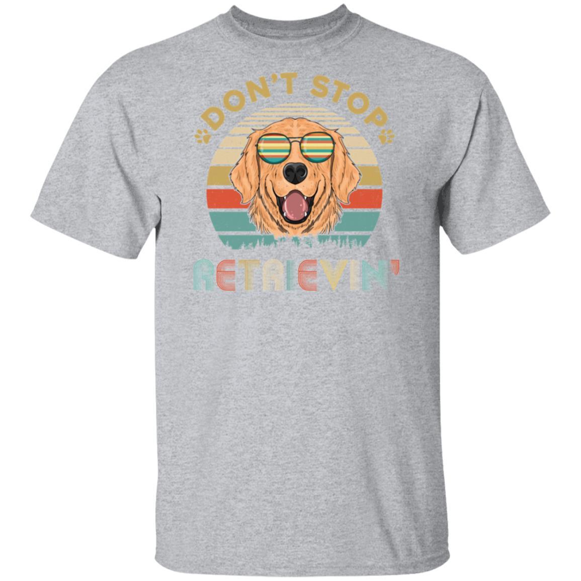 Don't Stop Retrieving Vintage Retro Golden Retriever-T-Shirt & Hoodie-Classic T-Shirt-Sport Grey