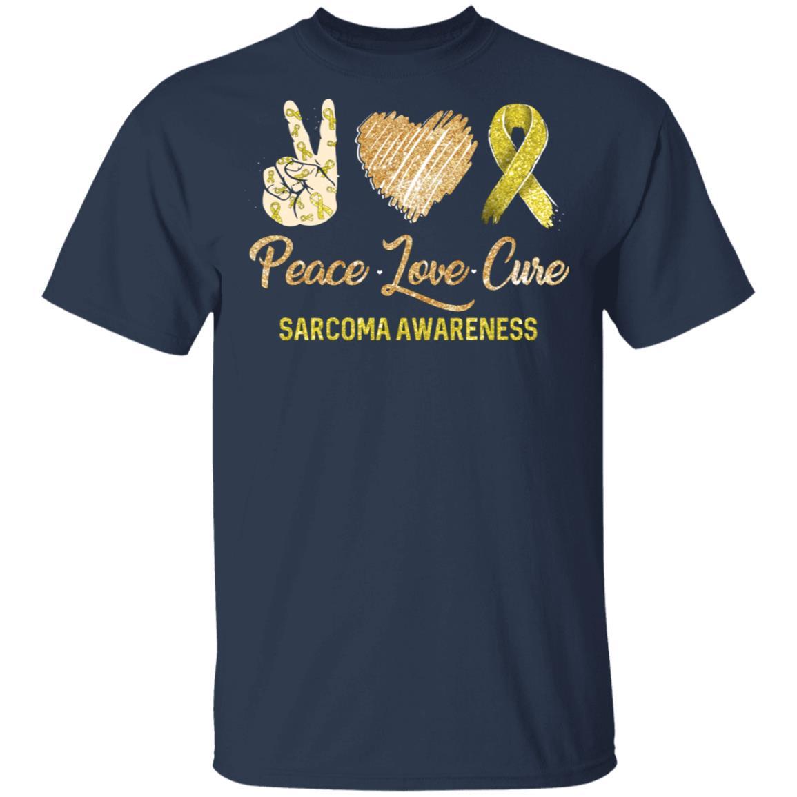 Peace Love Cure Sarcoma Awareness-T-Shirt & Hoodie-Classic T-Shirt-Navy