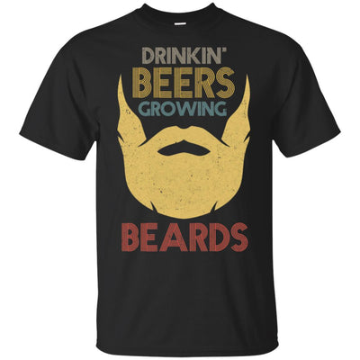 Vintage Funny Drinking Beers Growing Beards-T-Shirt & Hoodie-Classic T-Shirt-Black