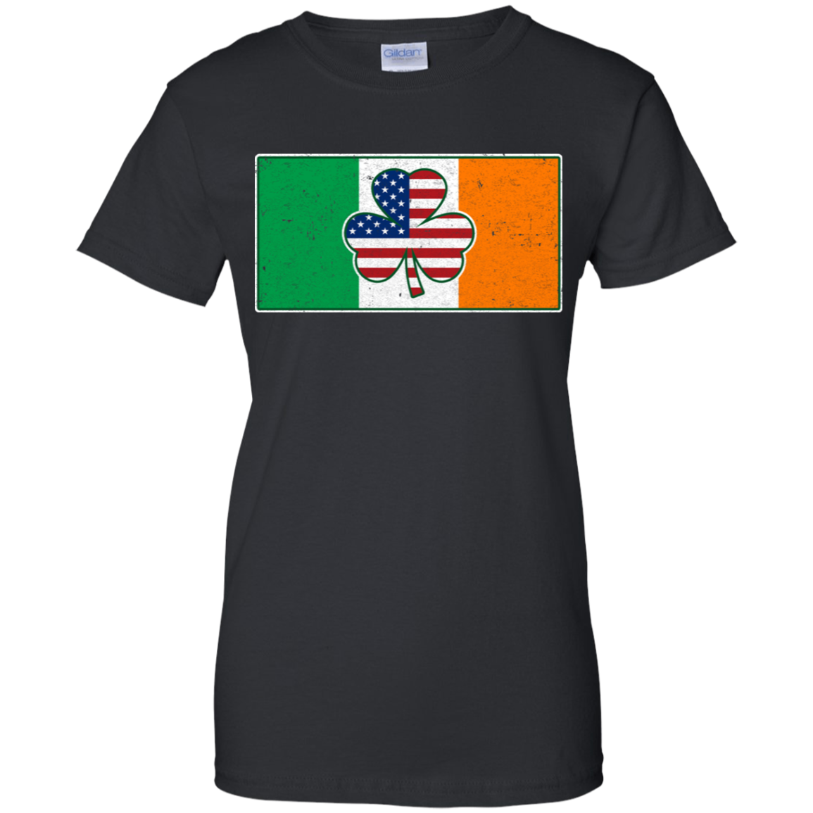 Shamrock Irish Ireland USA American Flag Gift-T-Shirt & Hoodie-Women's T-Shirt-Black