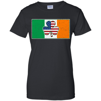 Shamrock Irish Ireland USA American Flag Gift-T-Shirt & Hoodie-Women's T-Shirt-Black