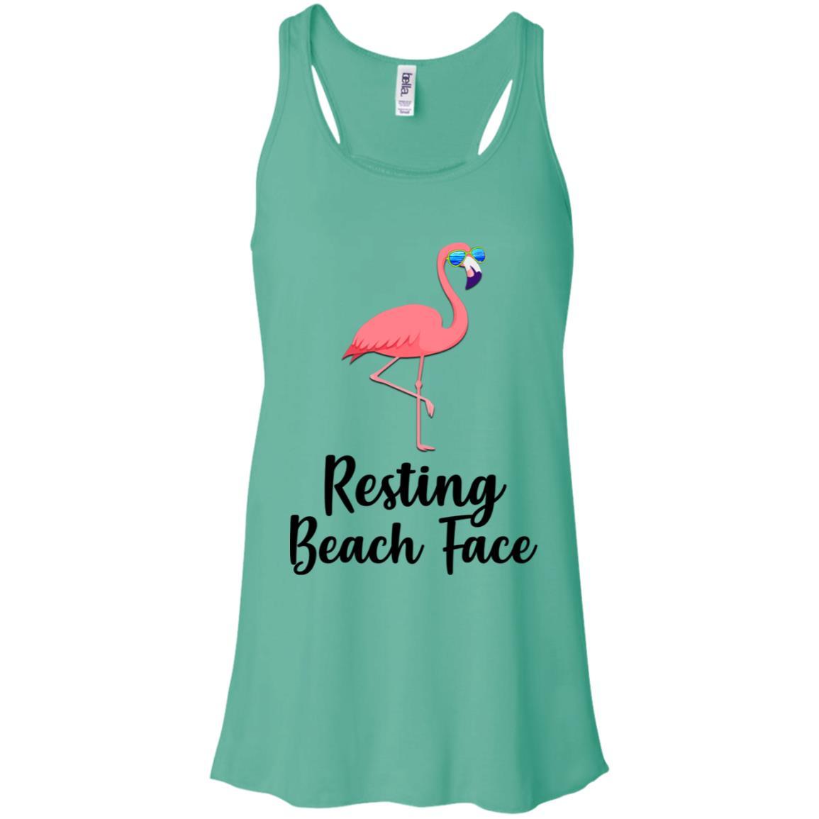 Resting Beach Face Flamingo Summer With Sunglasses-T-Shirt & Tank Top-Women's Flowy Racerback Tank-Teal