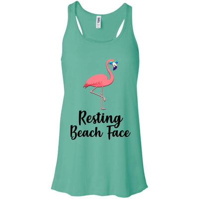 Resting Beach Face Flamingo Summer With Sunglasses-T-Shirt & Tank Top-Women's Flowy Racerback Tank-Teal