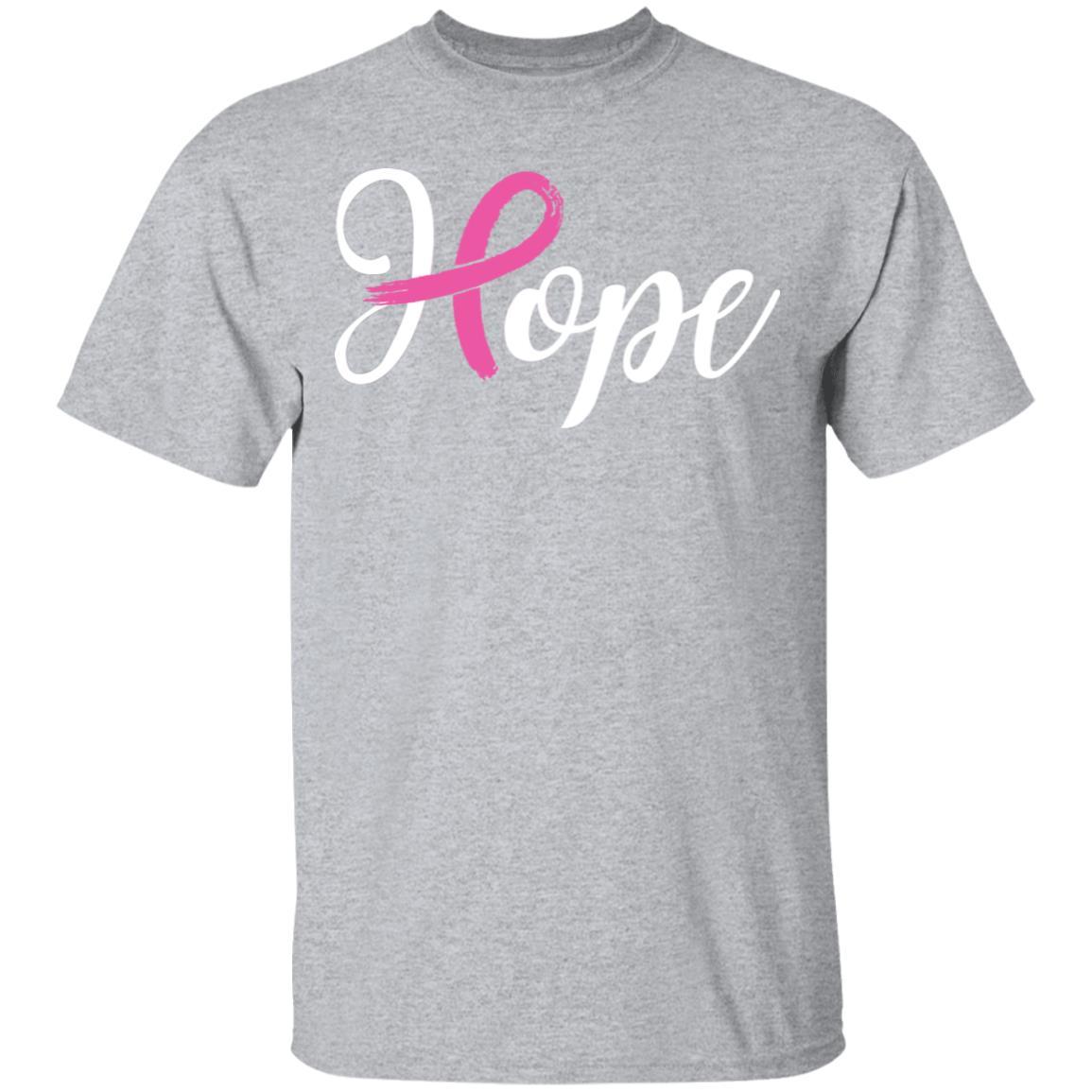 Breast Cancer Awareness Pink Ribbon Hope-T-Shirt & Hoodie-Classic T-Shirt-Sport Grey