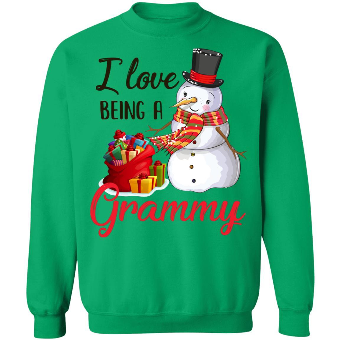 I Love Being A Grammy Snowman Gift For Christmas Day-T-Shirt & Sweatshirt-Crewneck Sweatshirt-Irish Green