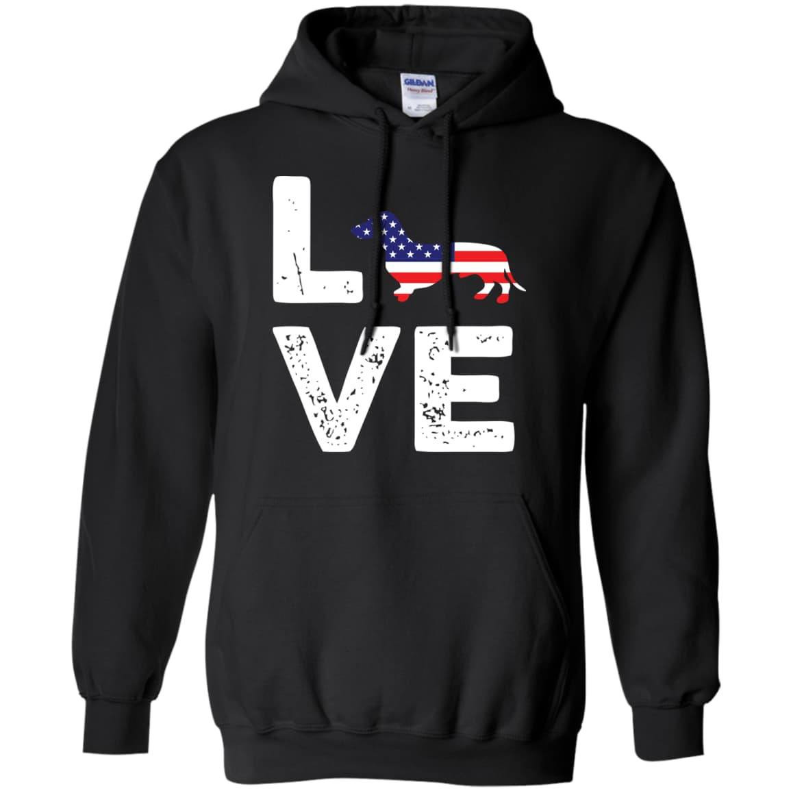 American Flag Dog Wiener Love-T-Shirt & Hoodie-Pullover Hoodie-Black