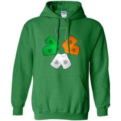 Shamrock Dogtag Soldier Army St Patrick's Day-T-Shirt & Hoodie-Pullover Hoodie-Irish Green
