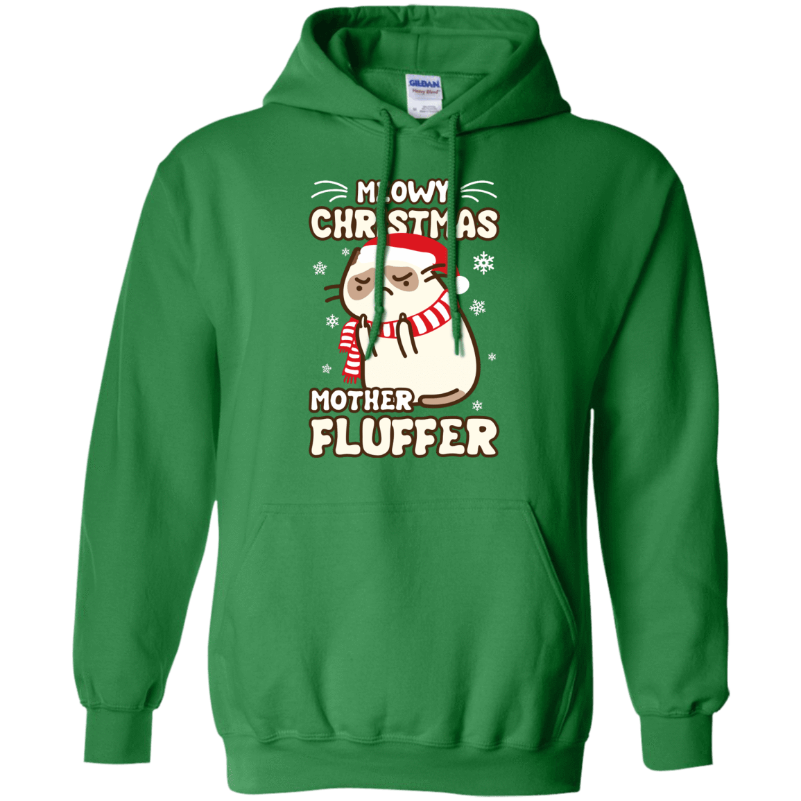 Meowy Christmas Mother Fluffer T Shirt-T-Shirt & Hoodie-Pullover Hoodie-Irish Green