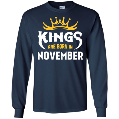 Kings Are Born In November-T-Shirt & Hoodie-Long Sleeve T-Shirt-Navy