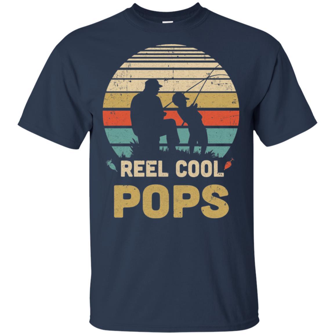 Vintage Father's Day Gift Reel Cool Pops Fishing-T-Shirt & Hoodie-Classic T-Shirt-Navy