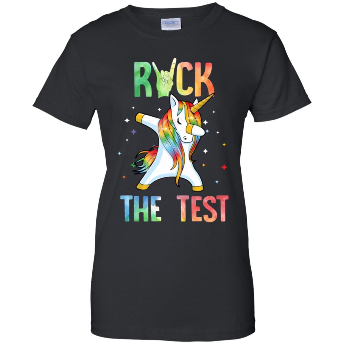 Rock The Test Funny School Unicorn Professor Teacher-T-Shirt & Hoodie-Women's T-Shirt-Black