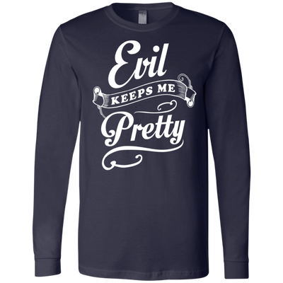 Evil Keeps Me Pretty-T-Shirt & Tank Top-Long Sleeve T-Shirt-Navy