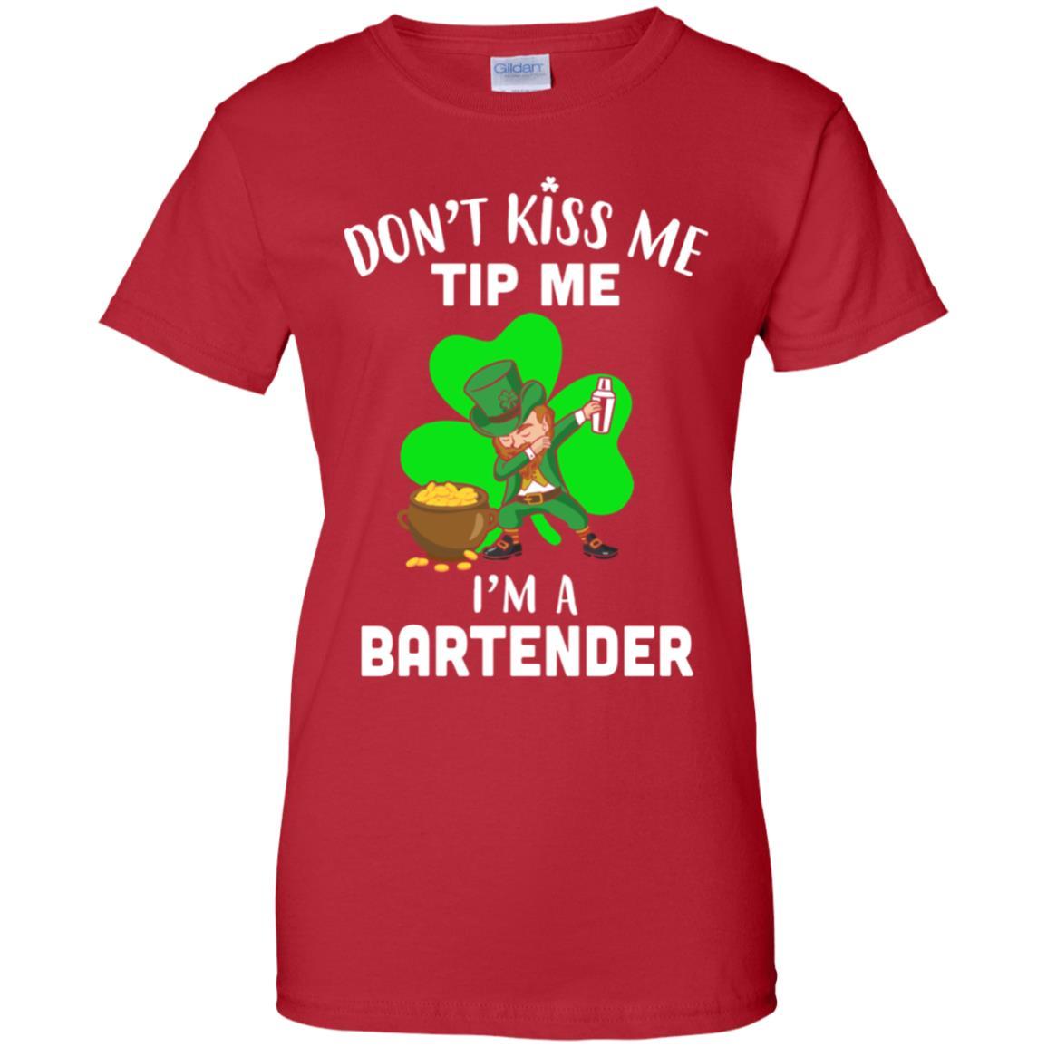 Funny Don't Kiss Me Tip Me I'm A Bartender St Patrick Day-T-Shirt & Hoodie-Women's T-Shirt-Red