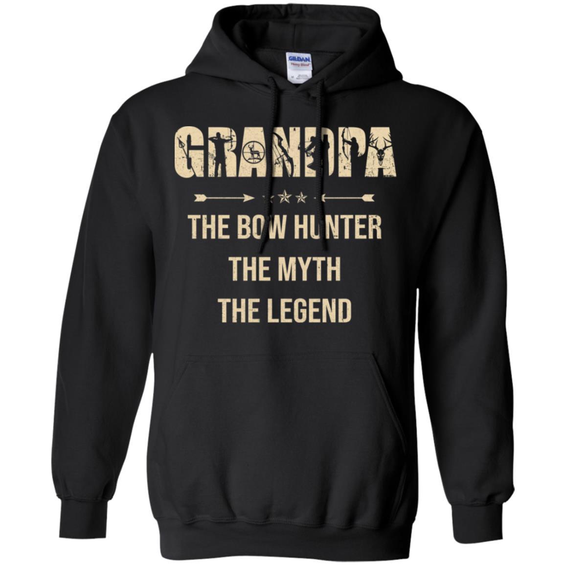 Grandpa The Bow Hunter The Myth The Legend Funny Hunting-T-Shirt & Hoodie-Pullover Hoodie-Black