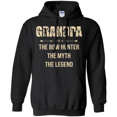 Grandpa The Bow Hunter The Myth The Legend Funny Hunting-T-Shirt & Hoodie-Pullover Hoodie-Black