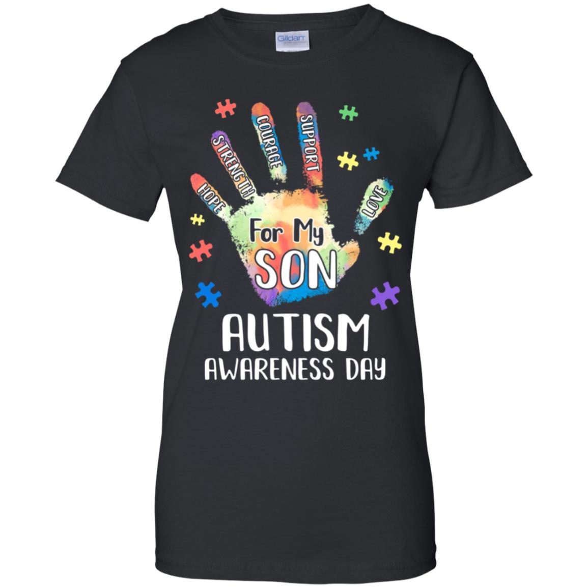 Support Autism Awareness For My Son Puzzle Gift-T-Shirt & Hoodie-Women's T-Shirt-Black