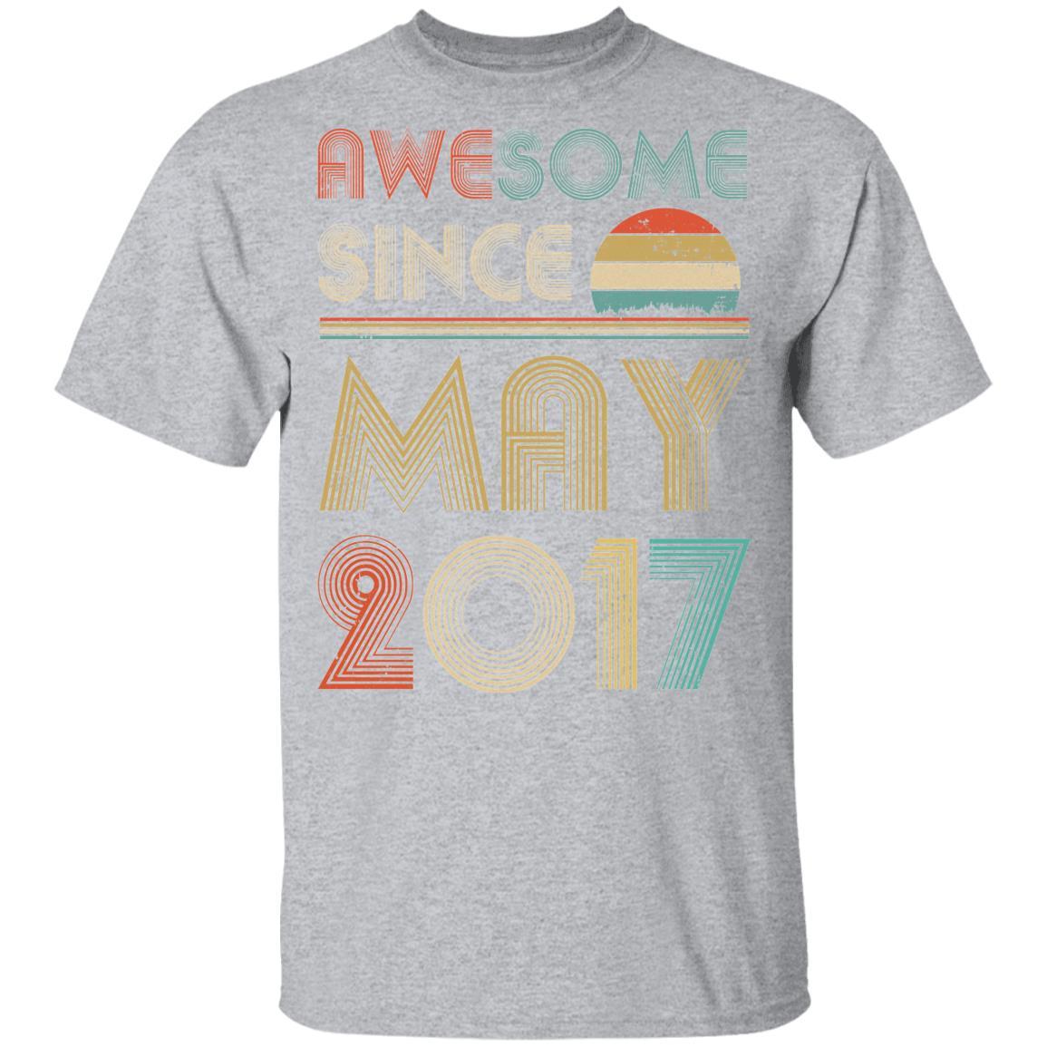 Awesome Since May 2017 Vintage 4th Birthday Gifts Youth-Youth Shirt-Youth T-Shirt-Sport Grey