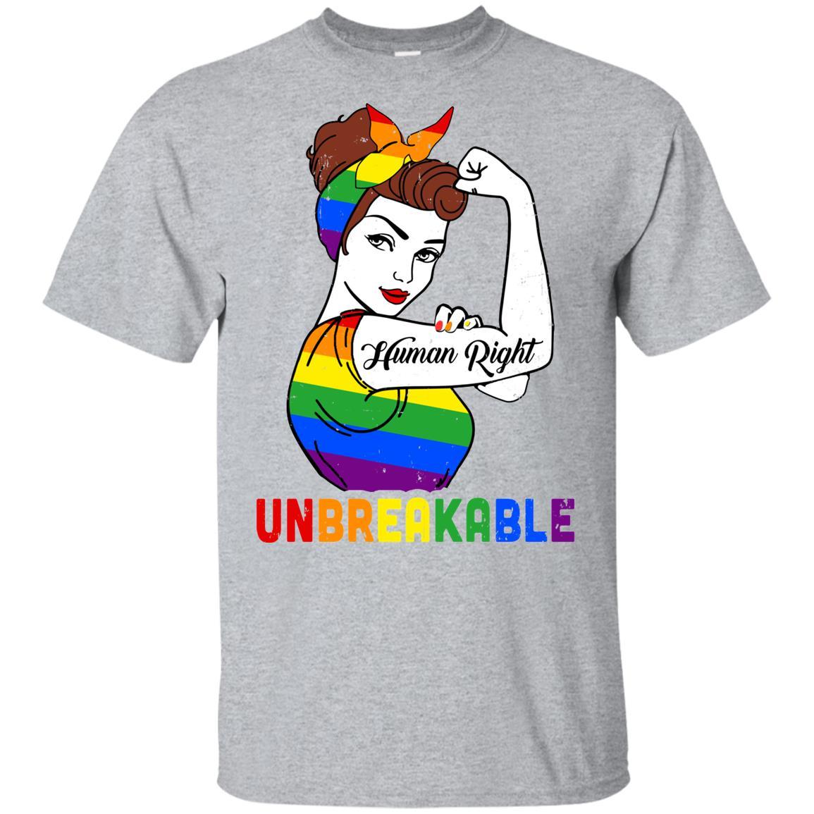Lady Human Right Unbreakable Rainbow LGBT Pride Month-T-Shirt & Hoodie-Youth T-Shirt-Sport Grey